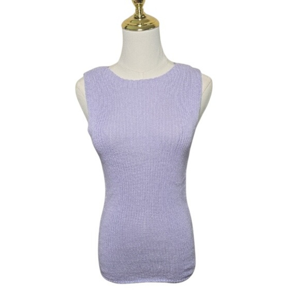 Zara Purple Ribbed Knit Shirt – Sleek Minimalist Essential, Size‎ L